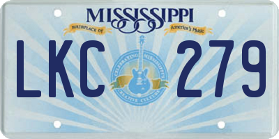 MS license plate LKC279
