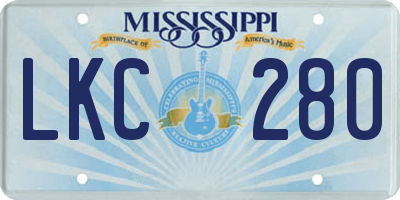 MS license plate LKC280