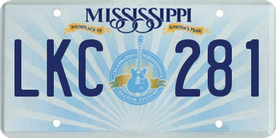 MS license plate LKC281