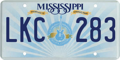 MS license plate LKC283