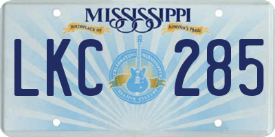 MS license plate LKC285