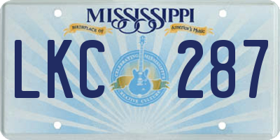 MS license plate LKC287