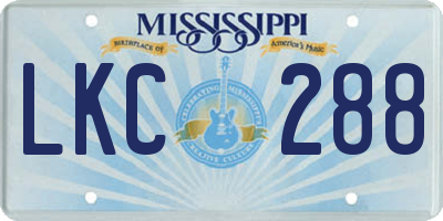 MS license plate LKC288