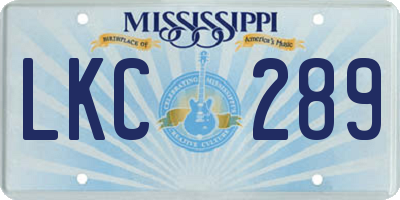 MS license plate LKC289