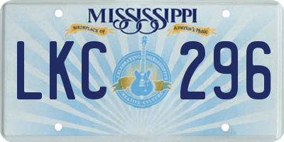 MS license plate LKC296