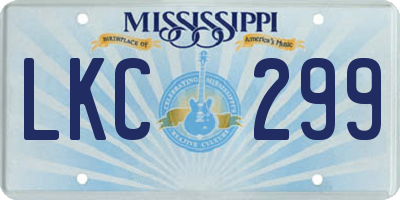 MS license plate LKC299