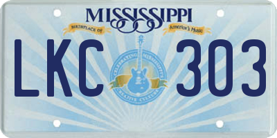 MS license plate LKC303