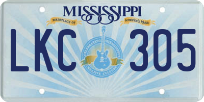 MS license plate LKC305