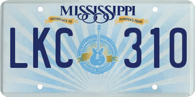 MS license plate LKC310