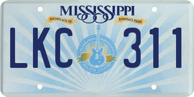 MS license plate LKC311