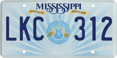 MS license plate LKC312