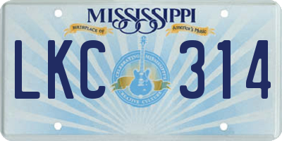MS license plate LKC314