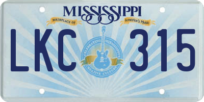 MS license plate LKC315