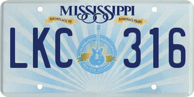 MS license plate LKC316