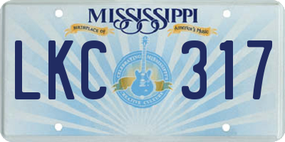 MS license plate LKC317