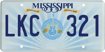 MS license plate LKC321