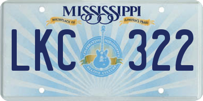 MS license plate LKC322