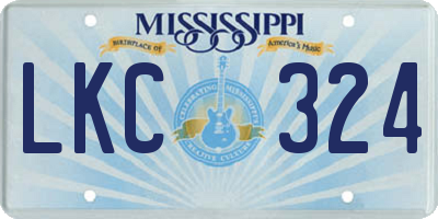 MS license plate LKC324