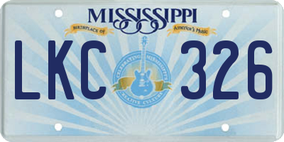 MS license plate LKC326