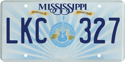 MS license plate LKC327