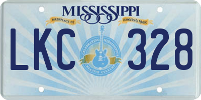 MS license plate LKC328