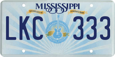 MS license plate LKC333