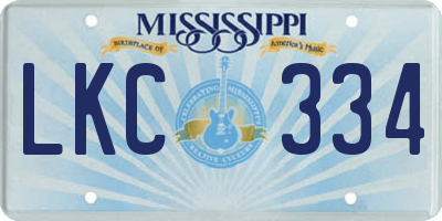 MS license plate LKC334