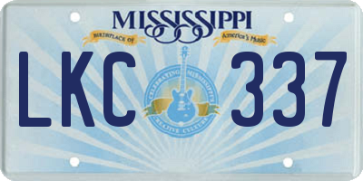 MS license plate LKC337