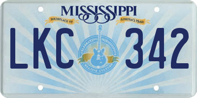 MS license plate LKC342