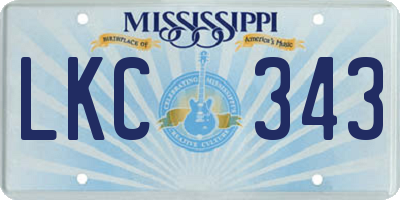 MS license plate LKC343