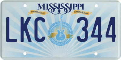 MS license plate LKC344