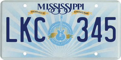 MS license plate LKC345