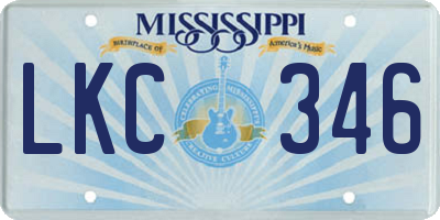 MS license plate LKC346