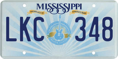 MS license plate LKC348