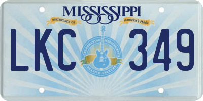 MS license plate LKC349