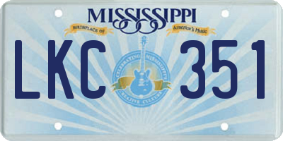 MS license plate LKC351
