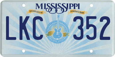MS license plate LKC352