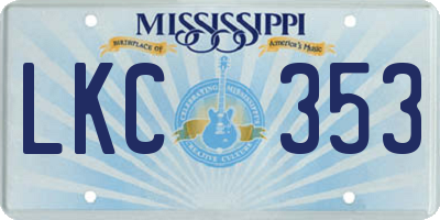 MS license plate LKC353