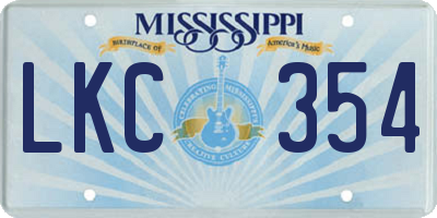 MS license plate LKC354