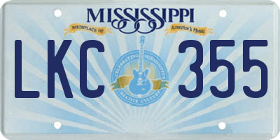 MS license plate LKC355