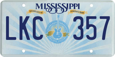 MS license plate LKC357