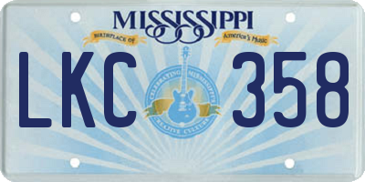 MS license plate LKC358