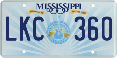 MS license plate LKC360
