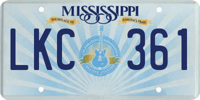 MS license plate LKC361