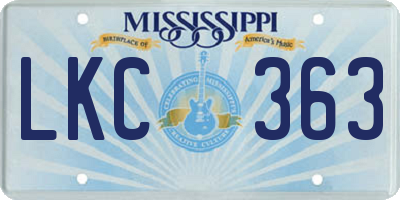 MS license plate LKC363