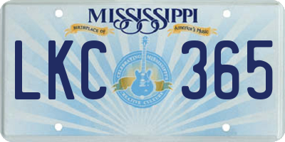 MS license plate LKC365