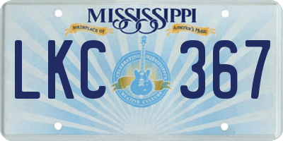MS license plate LKC367