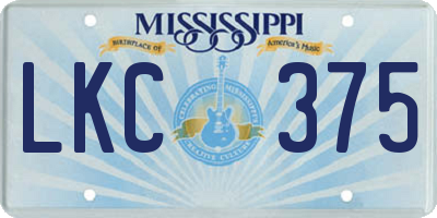 MS license plate LKC375