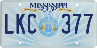 MS license plate LKC377