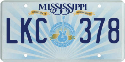 MS license plate LKC378